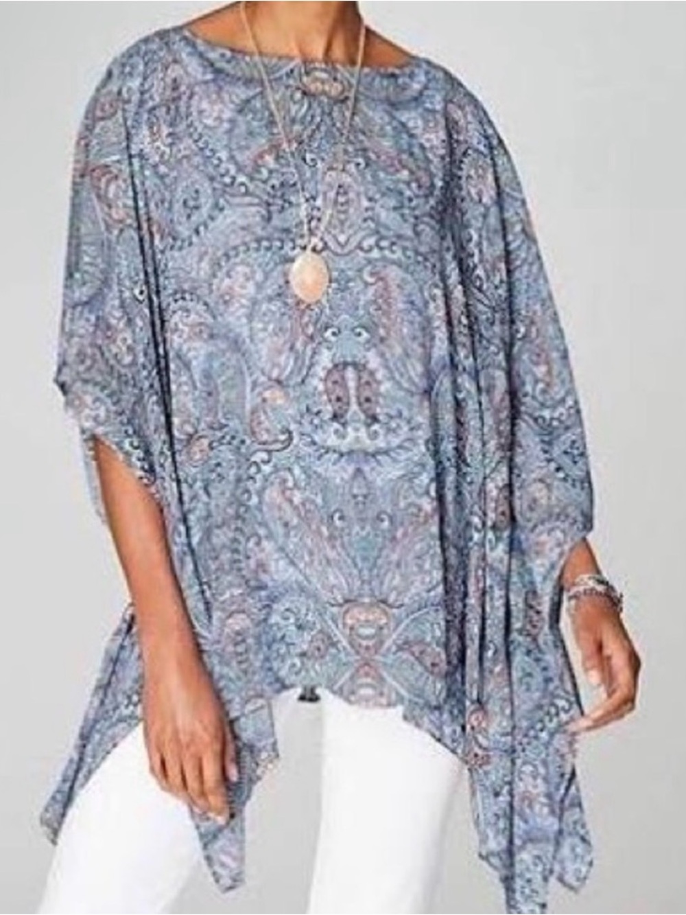 J.Jill Blue Paisley Poncho